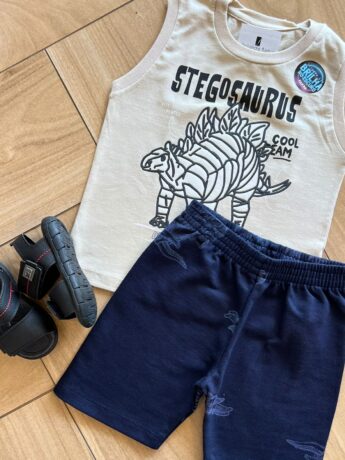 fernandaramoskids com br Conjunto Infantil Masculino Regata Dino e Bermuda Verde Musgo 1