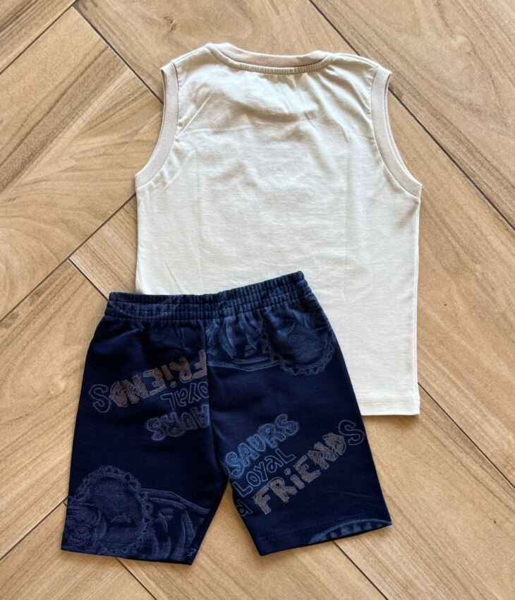 fernandaramoskids com br Conjunto Infantil Masculino Regata Dino e Bermuda Verde Musgo 2