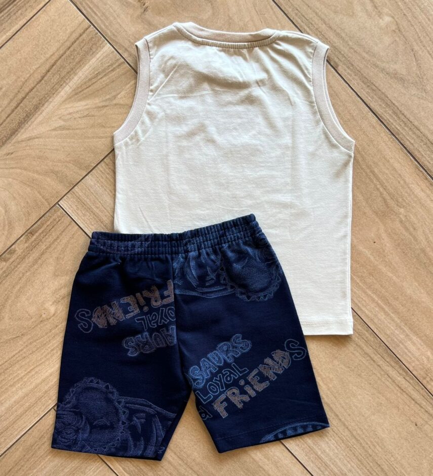 fernandaramoskids com br Conjunto Infantil Masculino Regata Dino e Bermuda Verde Musgo 2