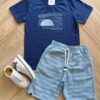 Conjunto Infantil Masculino Camiseta e Bermuda Azul Fernanda Ramos Kids