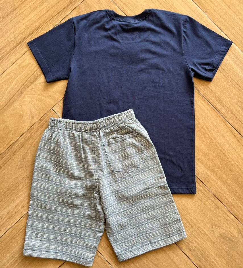 fernandaramoskids com br Conjunto Infantil Masculino Camiseta e Bermuda Azul 2