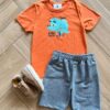 Conjunto Infantil Masculino Camiseta e Bermuda Dino Fernanda Ramos Kids