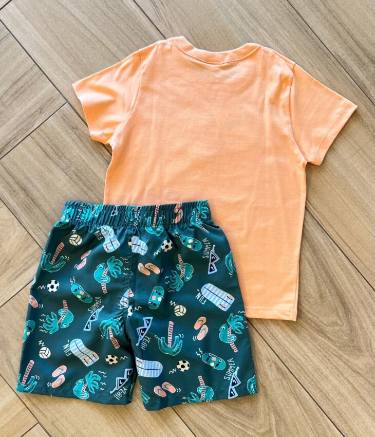 fernandaramoskids com br Conjunto Infantil Masculino Camiseta e Bermuda Estampa Camaleão Fernanda Ramos Kids