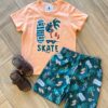 Conjunto Infantil Masculino Camiseta e Bermuda Estampa Camaleão Fernanda Ramos Kids