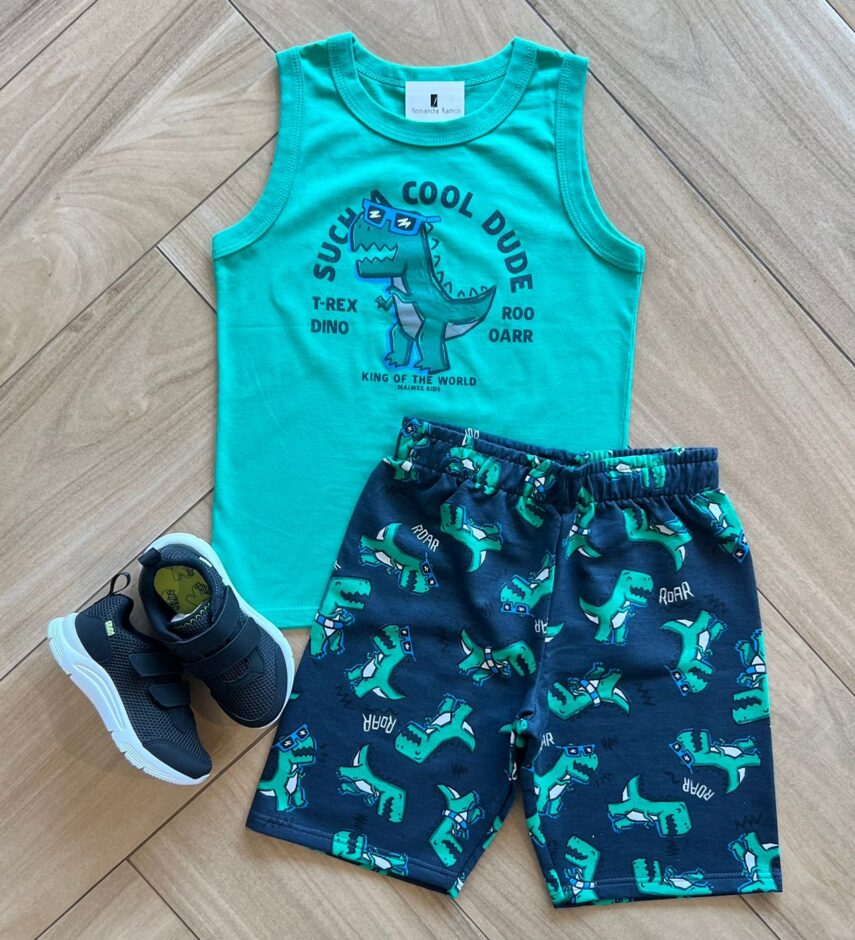 Conjunto Infantil Masculino Camiseta e Bermuda Jacaré Fernanda Ramos Kids