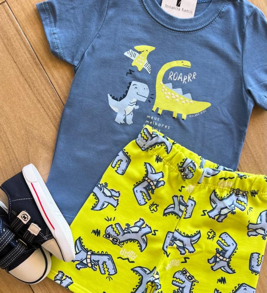 fernandaramoskids com br Conjunto Infantil Masculino Camiseta e Bermuda Meus Melhore Amigos 1