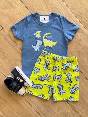 Conjunto Infantil Masculino Camiseta e Bermuda Meus Melhore Amigos Fernanda Ramos Kids