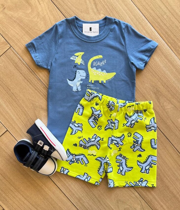 Conjunto Infantil Masculino Camiseta e Bermuda Meus Melhore Amigos Fernanda Ramos Kids