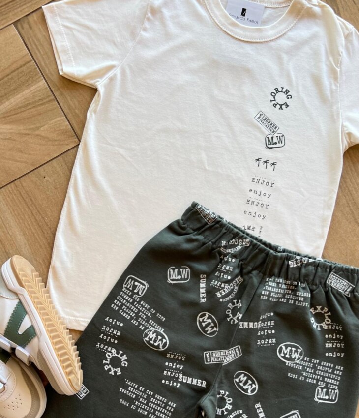 fernandaramoskids com br Conjunto Infantil Masculino Camiseta e Bermuda Summer 1
