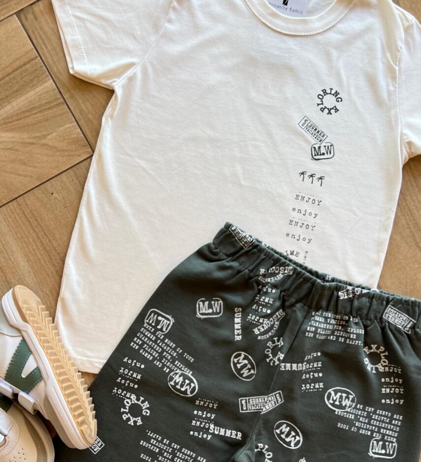 fernandaramoskids com br Conjunto Infantil Masculino Camiseta e Bermuda Summer 1
