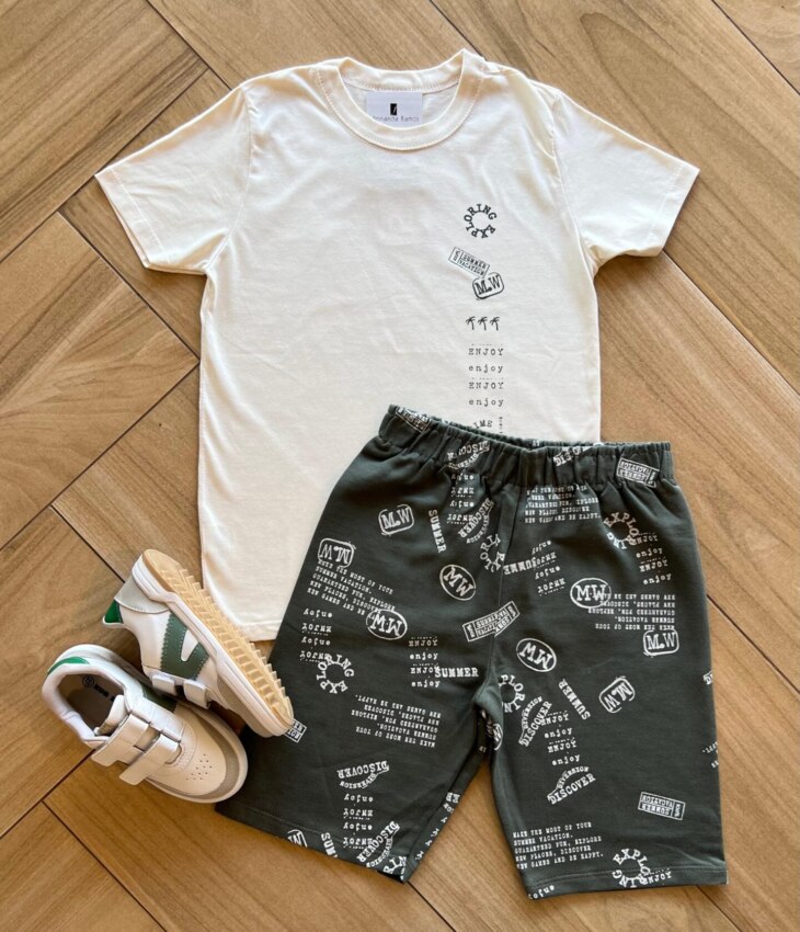 Conjunto Infantil Masculino Camiseta e Bermuda Summer Fernanda Ramos Kids