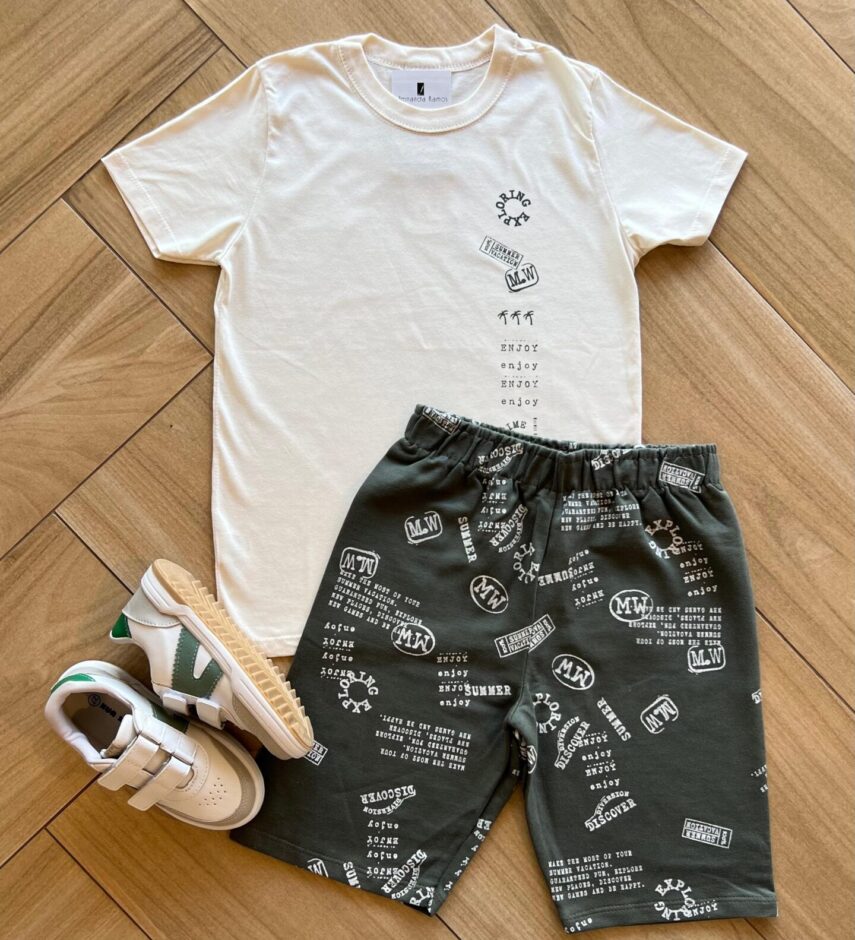 Conjunto Infantil Masculino Camiseta e Bermuda Summer Fernanda Ramos Kids