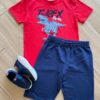 Conjunto Infantil Masculino Camiseta e Bermuda Tiranossauro Fernanda Ramos Kids