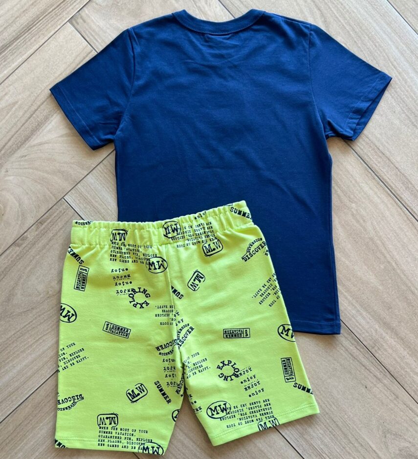 fernandaramoskids com br Conjunto Infantil Masculino Camiseta Engoy e Bermuda Estampada Verde2