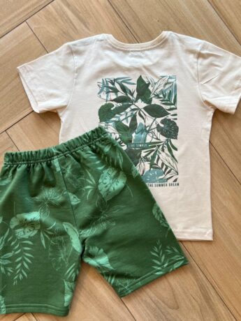 Conjunto Infantil Masculino Camiseta Good Times e Bermuda Estampada Fernanda Ramos Kids