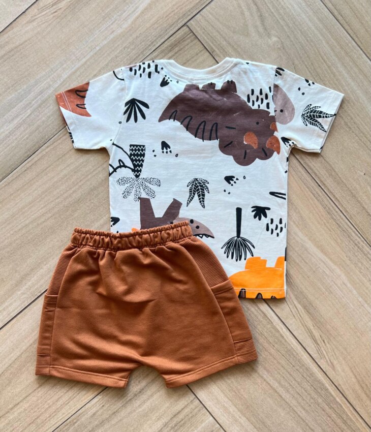 Conjunto Infantil Masculino Camiseta Malha Abstrato e Bermuda Fernanda Ramos Kids