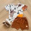 Conjunto Infantil Masculino Camiseta Malha Abstrato e Bermuda Fernanda Ramos Kids