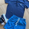 fernandaramoskids com br Conjunto Infantil Masculino Camiseta Malha e Bermuda Estampada Azul1