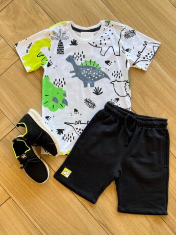 Conjunto Infantil Masculino Camiseta Malha Estampada e Bermuda Fernanda Ramos Kids