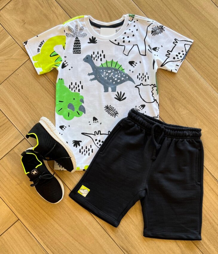 Conjunto Infantil Masculino Camiseta Malha Estampada e Bermuda Fernanda Ramos Kids