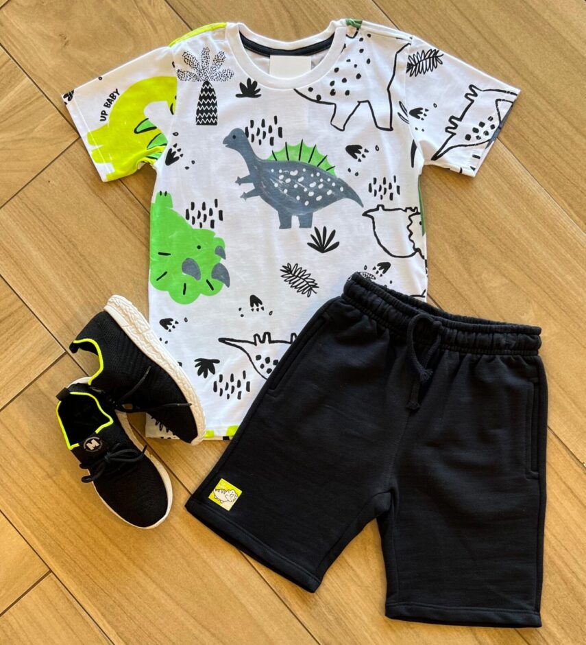 Conjunto Infantil Masculino Camiseta Malha Estampada e Bermuda Fernanda Ramos Kids