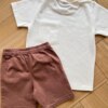 Conjunto Infantil Masculino Camiseta Off White e Bermuda Marrom Fernanda Ramos Kids
