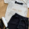 fernandaramoskids com br Conjunto Infantil Masculino Camiseta Roarr e Bermuda Preta1