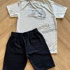fernandaramoskids com br Conjunto Infantil Masculino Camiseta Roarr e Bermuda Preta2