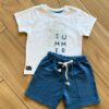 Conjunto Infantil Masculino Camiseta Summer e Bermuda Azul Fernanda Ramos Kids
