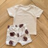 Conjunto Infantil Masculino Camiseta Bege Hello e Bermuda Estampada Fernanda Ramos Kids