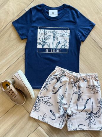Conjunto Infantil Masculino Get Outside Camiseta Bermuda Fernanda Ramos Kids