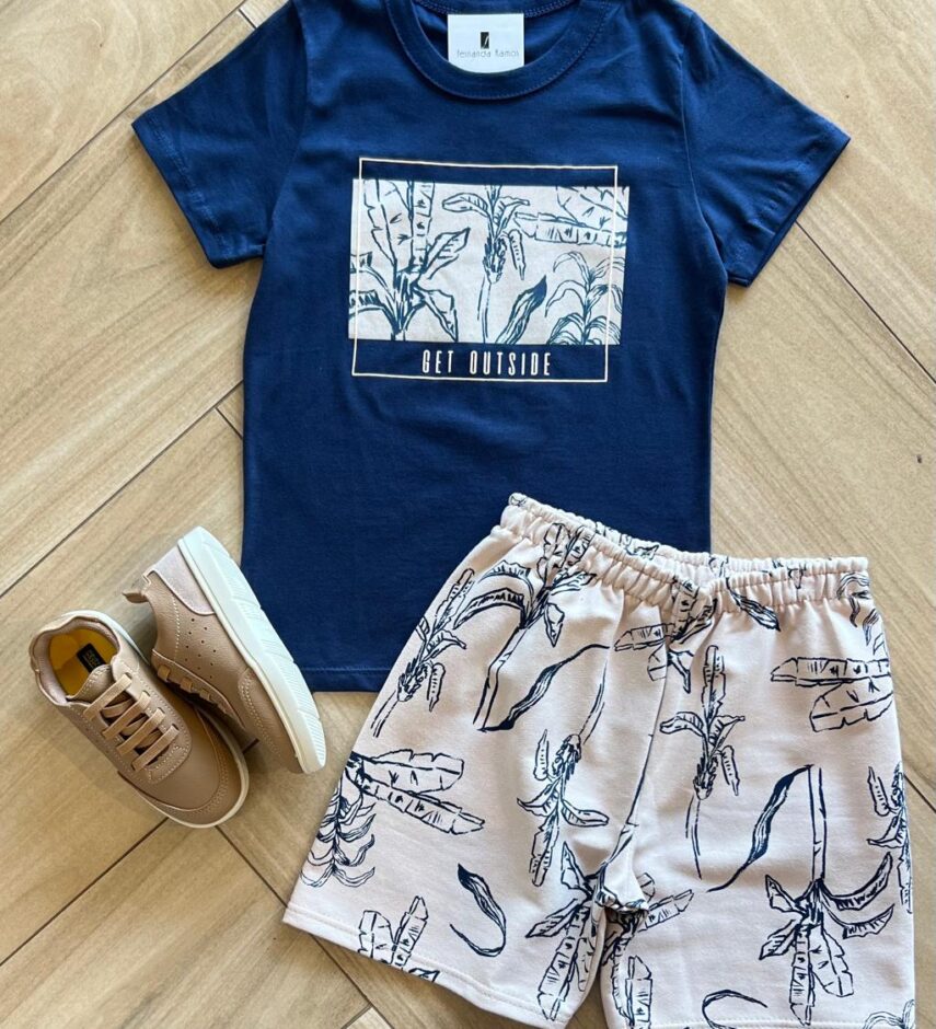 Conjunto Infantil Masculino Get Outside Camiseta Bermuda Fernanda Ramos Kids