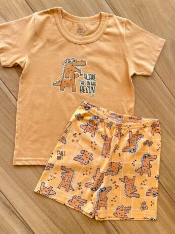 Conjunto Infantil Masculino Pijama Blusa e Short Jacaré Fernanda ramos kids