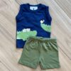 Conjunto Infantil Masculino Regata Crocodilo e Bermuda Verde Fernanda Ramos Kids