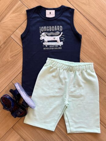 Conjunto Infantil Masculino Regata e Bermuda Longboard Fernanda Ramos Kids