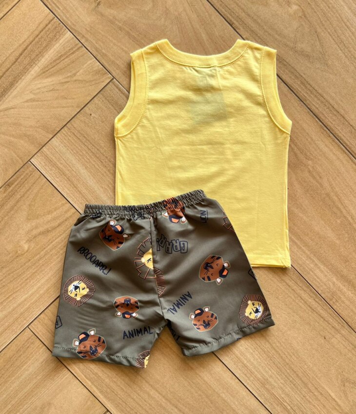 fernandaramoskids com br Conjunto Infantil Masculino Regata e Bermuda Safari Tigre 2
