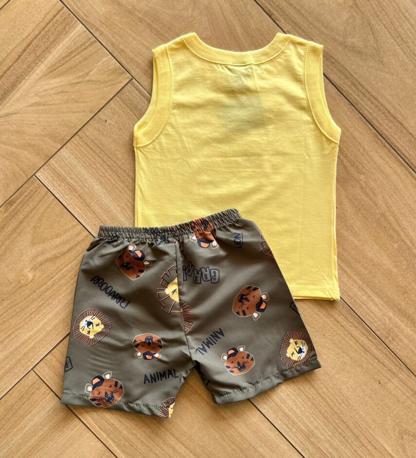 fernandaramoskids com br Conjunto Infantil Masculino Regata e Bermuda Safari Tigre 2