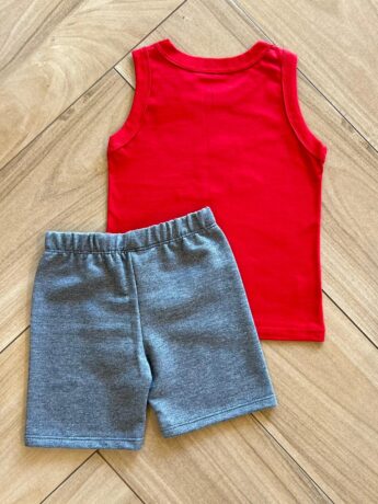 Conjunto Infantil Masculino Regata Futuro Piloto e Bermuda Cinza Fernanda Ramos Kids