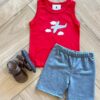 Conjunto Infantil Masculino Regata Futuro Piloto e Bermuda Cinza Fernanda Ramos Kids