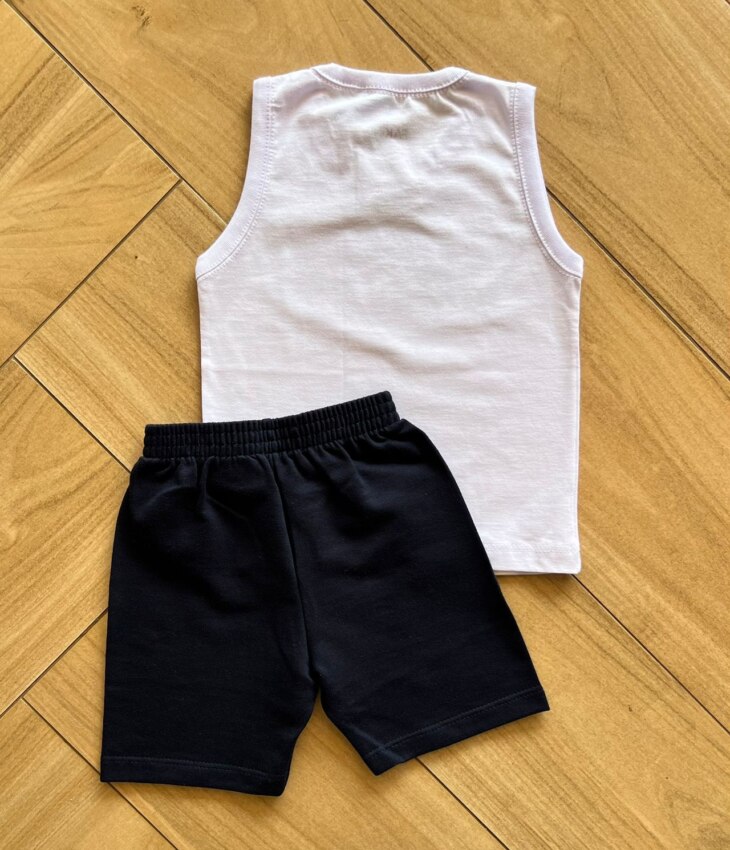 fernandaramoskids com br Conjunto Infantil Masculino Regata Hey Sunny Day e Bermuda Azul2