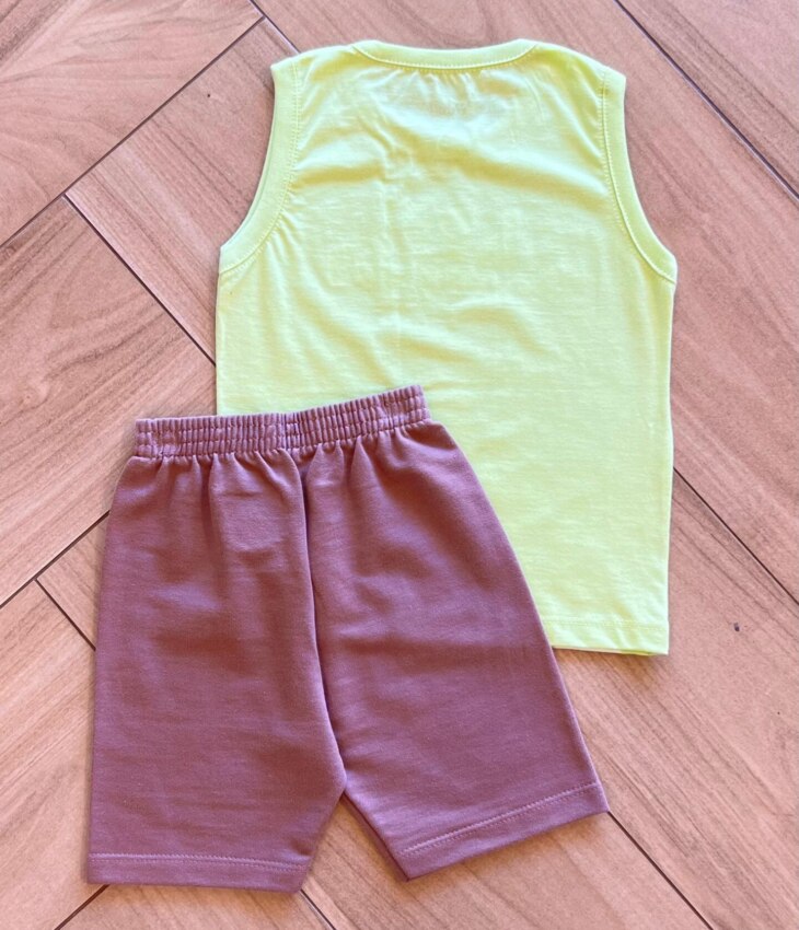 Conjunto Infantil Masculino Regata Hey Sunny e Bermuda Estampada Fernanda Ramos Kids