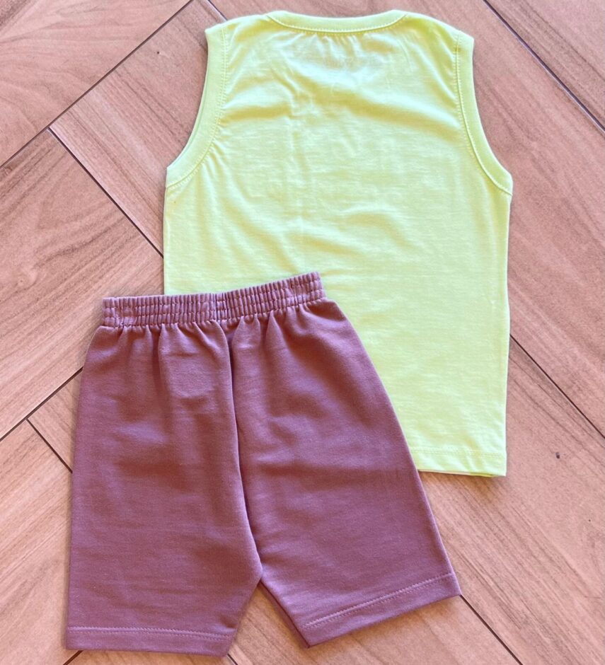 Conjunto Infantil Masculino Regata Hey Sunny e Bermuda Estampada Fernanda Ramos Kids