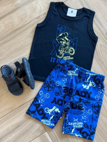 fernandaramoskids com br Conjunto Infantil Masculino Regata Itis Life e Bermuda Estampada 1