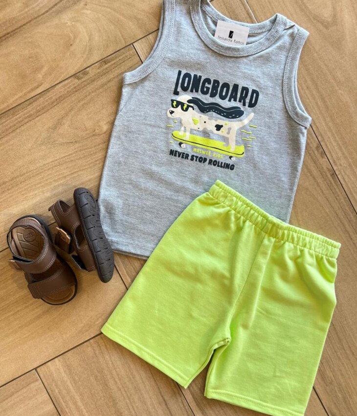 fernandaramoskids com br Conjunto Infantil Masculino Regata Long Board e Bermuda Estampada 1
