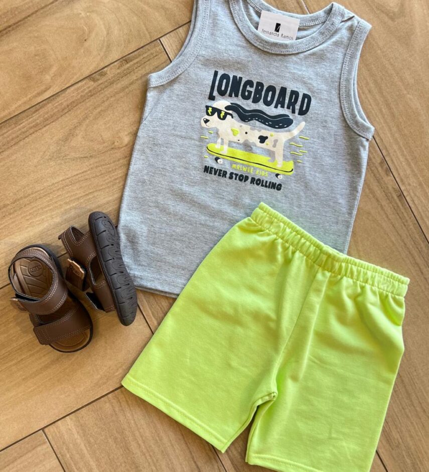 fernandaramoskids com br Conjunto Infantil Masculino Regata Long Board e Bermuda Estampada 1