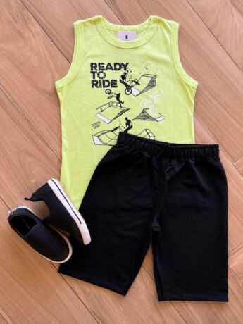 Conjunto Infantil Masculino Regata Ready To Ride e Bermuda Fernanda Ramos Kids