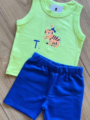 fernandaramoskids com br Conjunto Infantil Masculino Regata Tigre e Bermuda Azul1