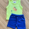 Infantil Masculino Regata Tigre e Bermuda Azul Fernanda Ramos Kids