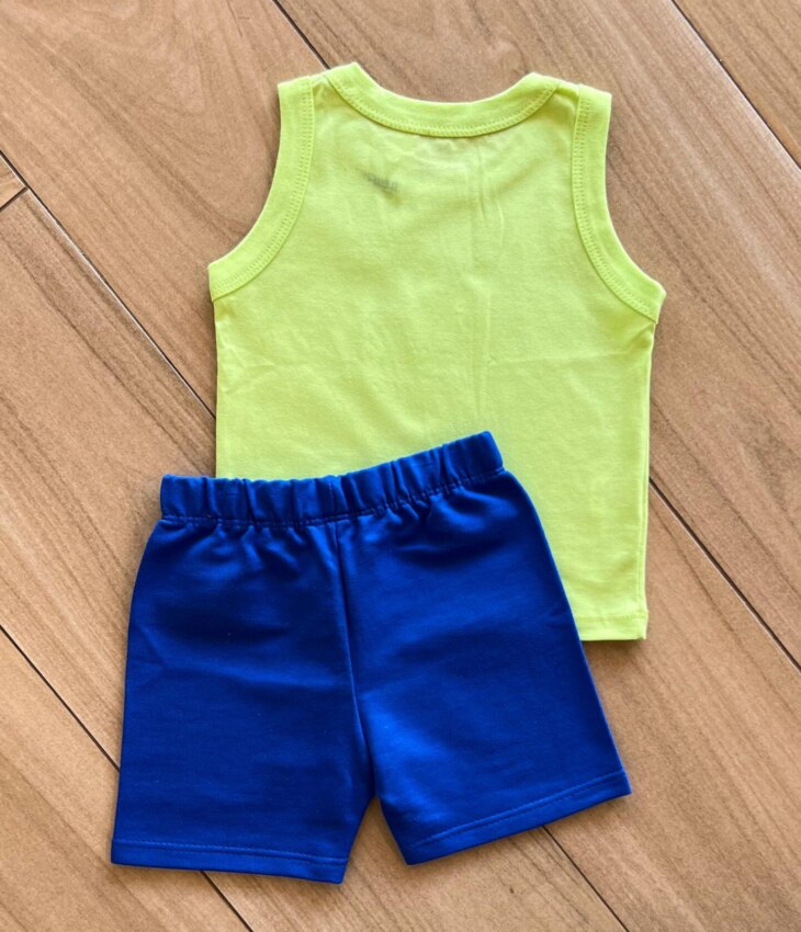 fernandaramoskids com br Conjunto Infantil Masculino Regata Tigre e Bermuda Azul2