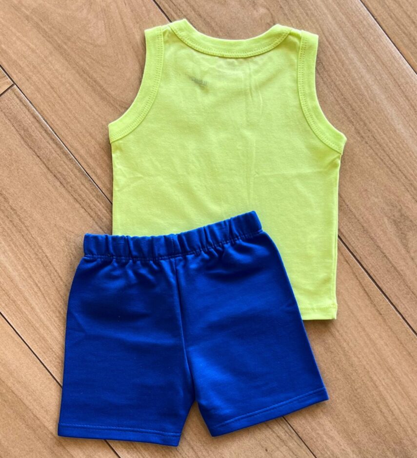 fernandaramoskids com br Conjunto Infantil Masculino Regata Tigre e Bermuda Azul2